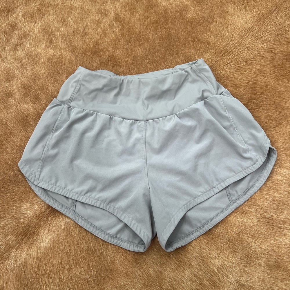 THE GYM PEOPLE Womens High Waisted Running Shorts - Lavender Grey